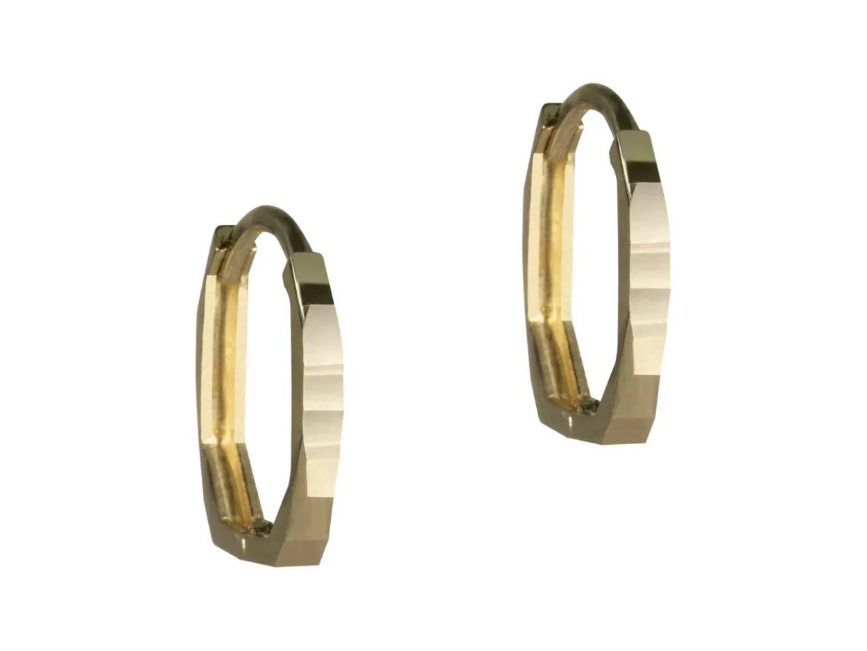 9ct Yellow Gold Hexagon Hoop Earrings