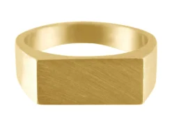 9ct Yellow Gold Initial Ring Rectangular 14x7mm Hallmarked Head Depth 1.5mm Size M, 100% Recycled Gold