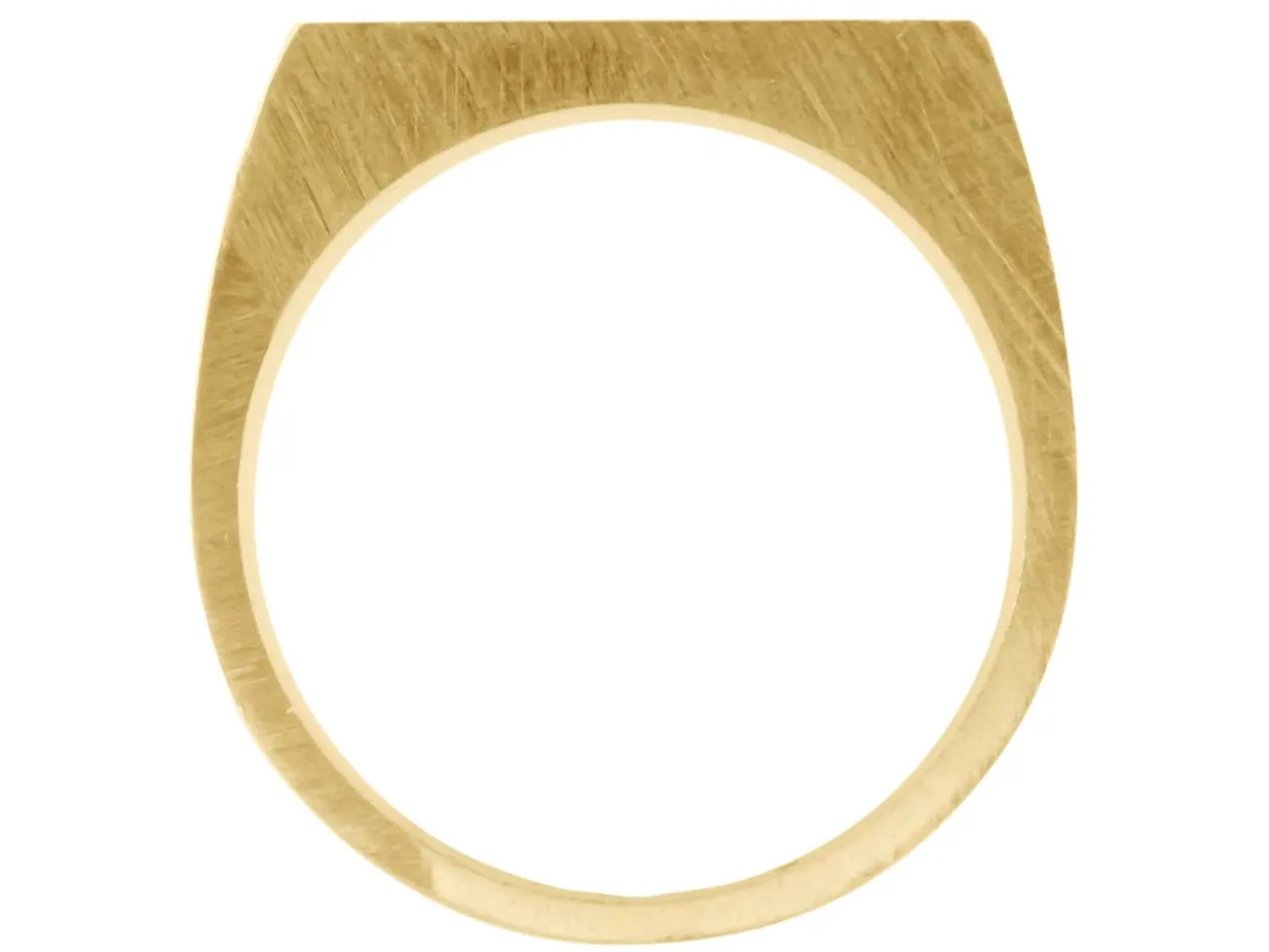 9ct Yellow Gold Initial Ring Rectangular 14x7mm Hallmarked Head Depth 1.5mm Size M, 100% Recycled Gold