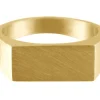 9ct Yellow Gold Initial Ring Rectangular 14x9mm Hallmarked Head Depth 1.2mm Size O