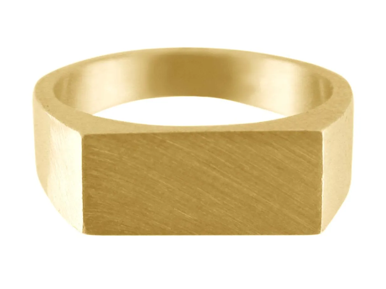 9ct Yellow Gold Initial Ring Rectangular 14x9mm Hallmarked Head Depth 1.2mm Size O