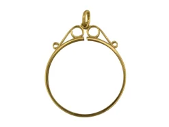 9ct Yellow Gold 1/10 Krug. Scroll Top Pendant Coin Mount, 100% Recycled Gold