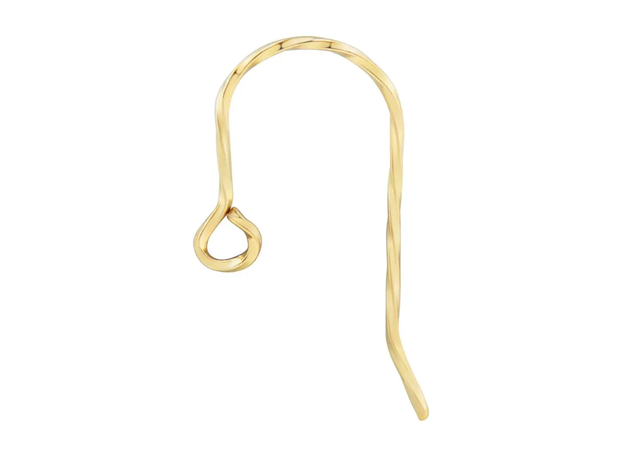 9ct Yellow Gold Large Fancy Twisted Earring Hook Wire