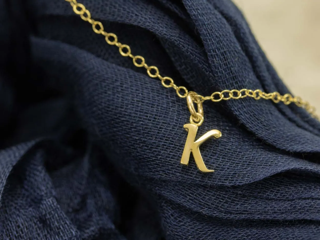 9ct Yellow Gold Letter K Initial Charm