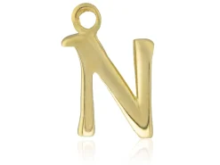 9ct Yellow Gold Letter N Initial Charm