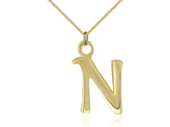 9ct Yellow Gold Letter N Initial Charm