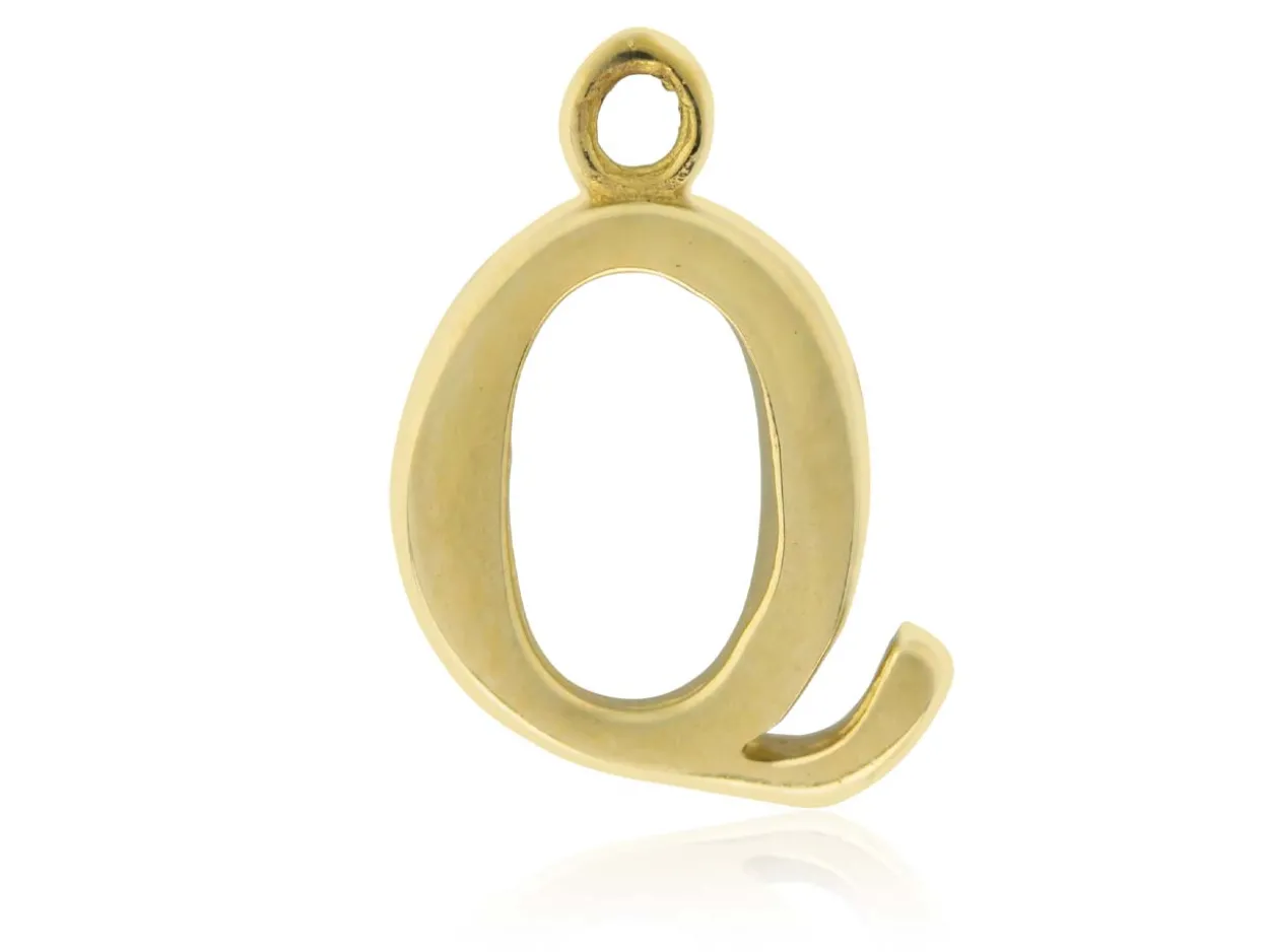 9ct Yellow Gold Letter Q Initial Charm