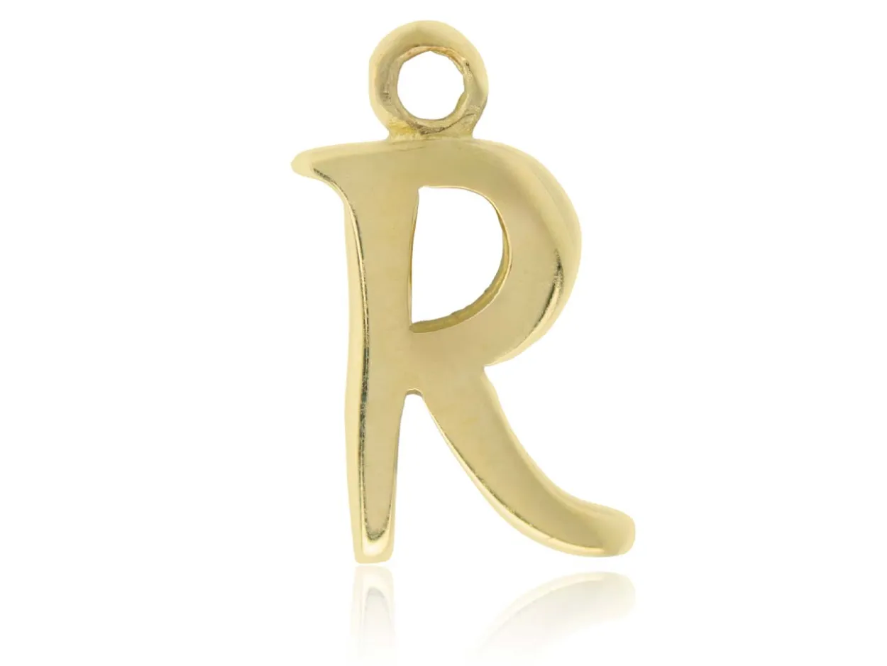 9ct Yellow Gold Letter R Initial Charm