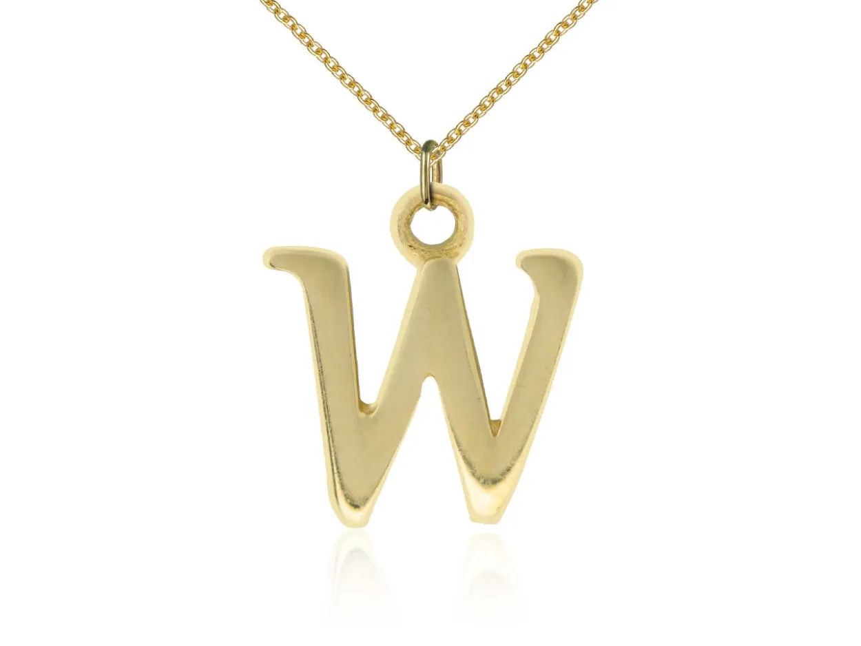 9ct Yellow Gold Letter W Initial Charm