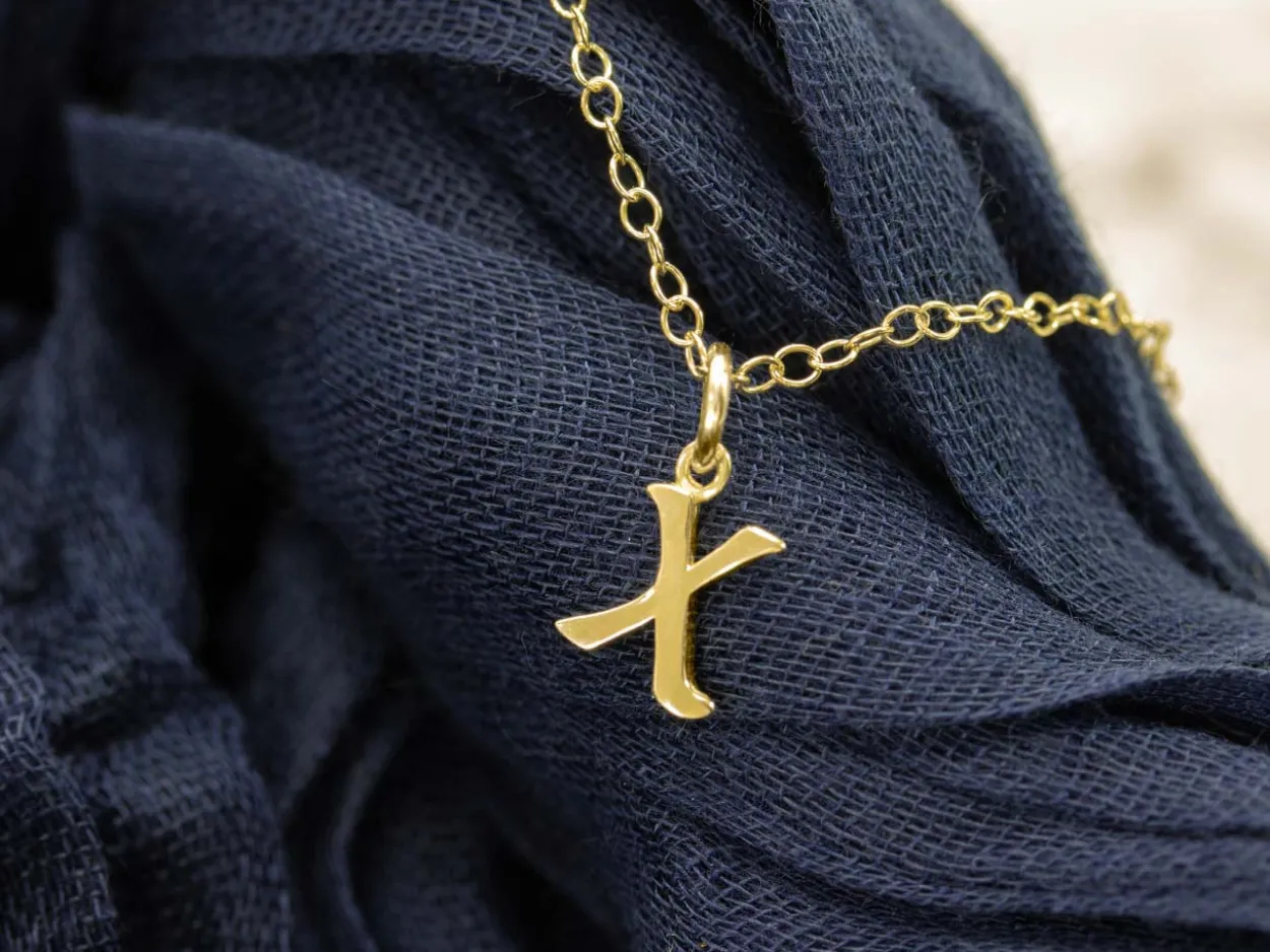 9ct Yellow Gold Letter X Initial Charm