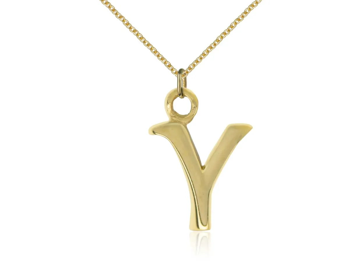 9ct Yellow Gold Letter Y Initial Charm