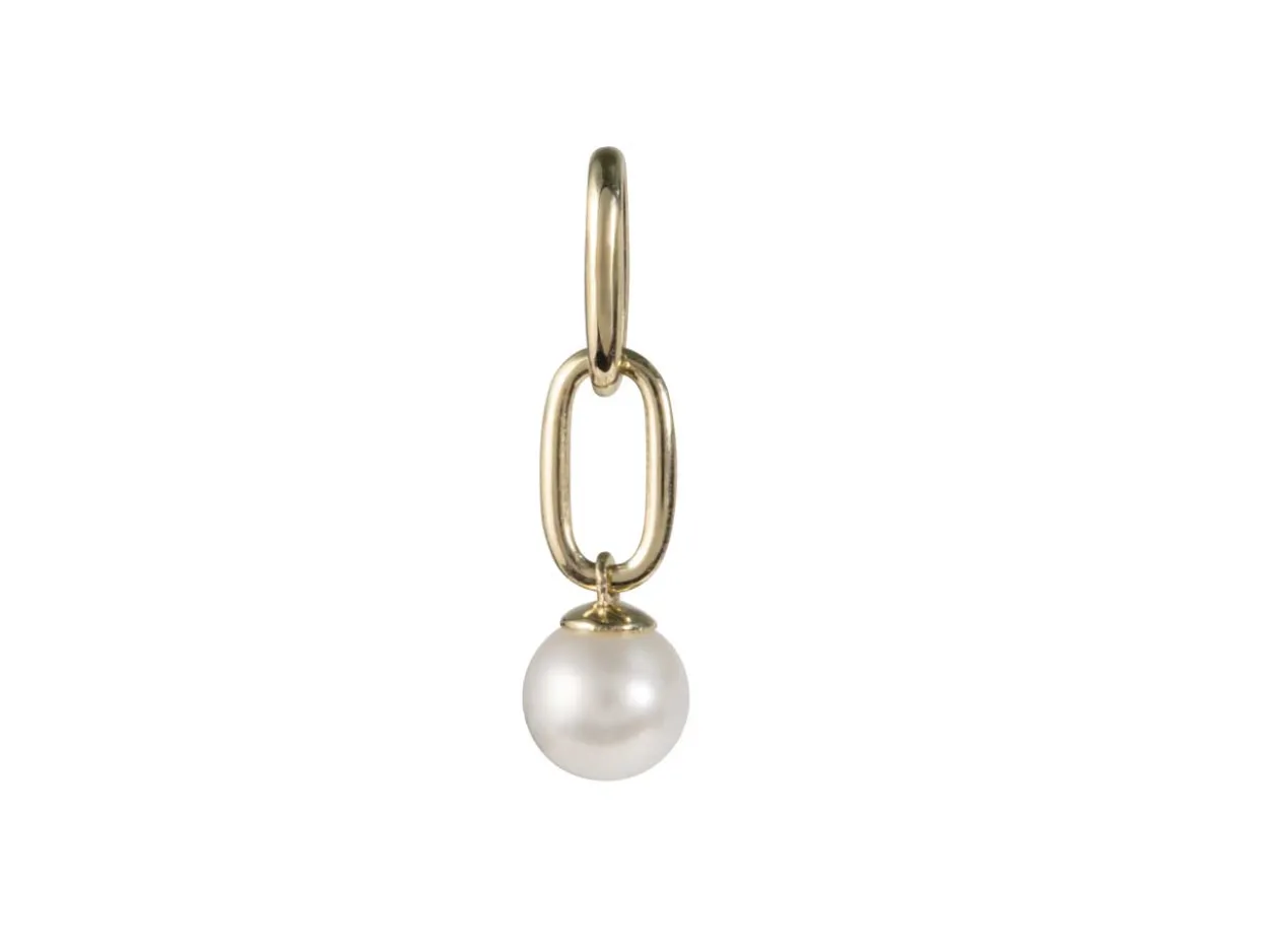 9ct Yellow Gold Link Freshwater Pearl Drop Pendant