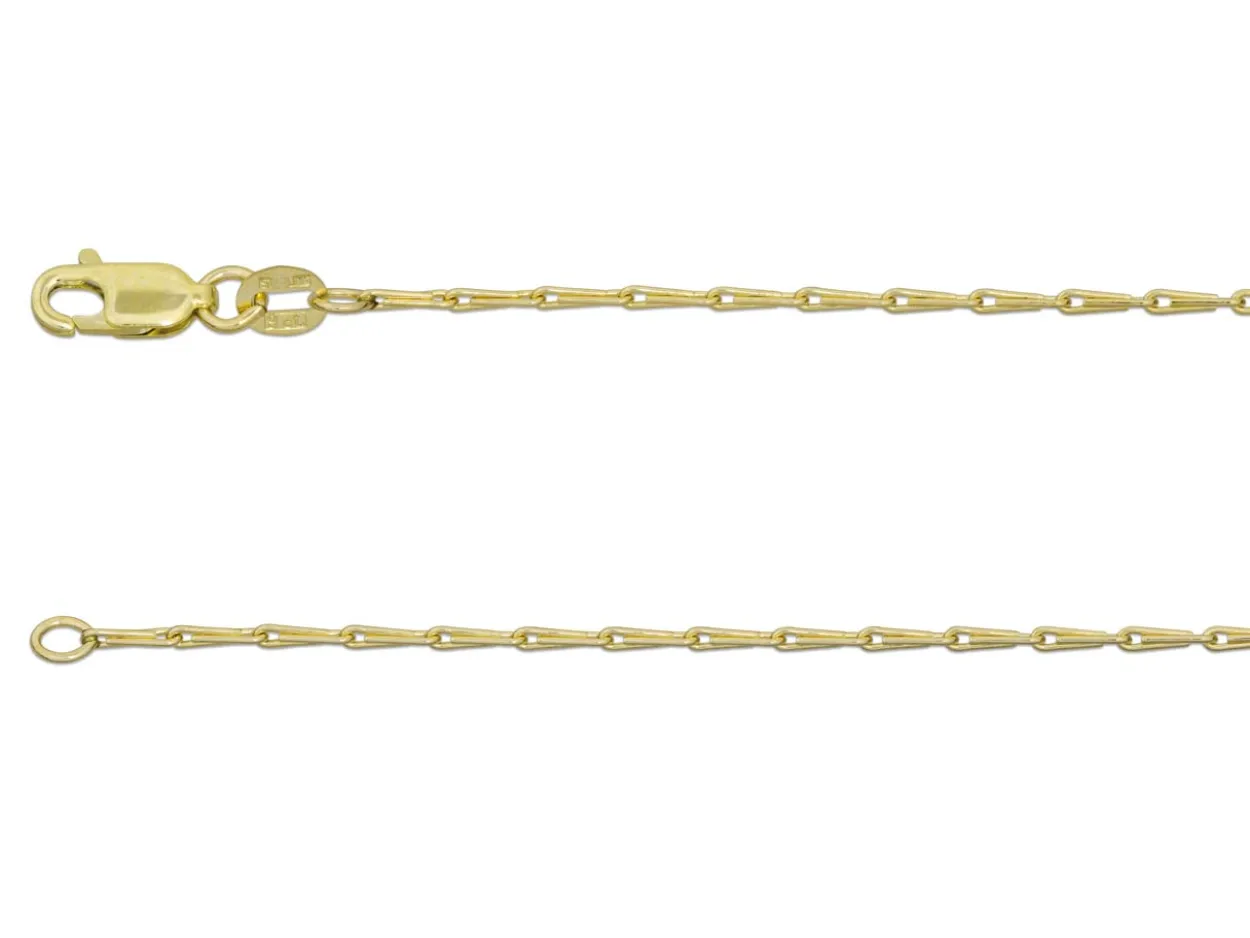 9ct Yellow Gold 1.4mm Barleycorn Chain 18"/45cm Hallmarked