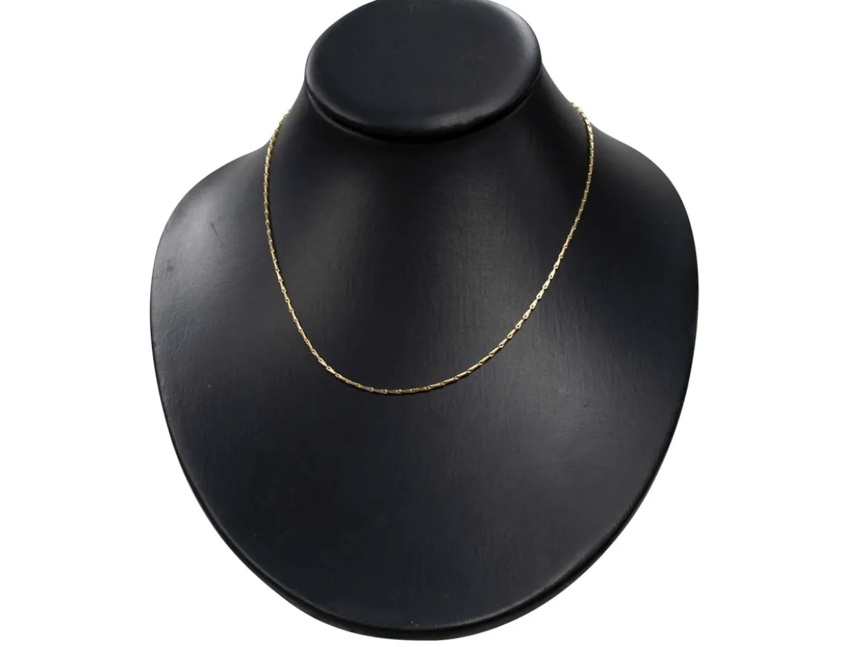 9ct Yellow Gold 1.4mm Barleycorn Chain 18"/45cm Hallmarked