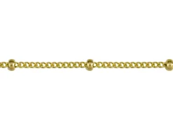 9ct Yellow Gold 0.9mm Curb Chain With Bead Station 16