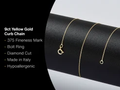 9ct Yellow Gold 0.5mm Diamond Cut Curb Chain 18"/45cm Unhallmarked