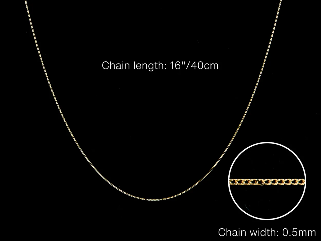9ct Yellow Gold 0.5mm Diamond Cut Curb Chain 16"/40cm Unhallmarked