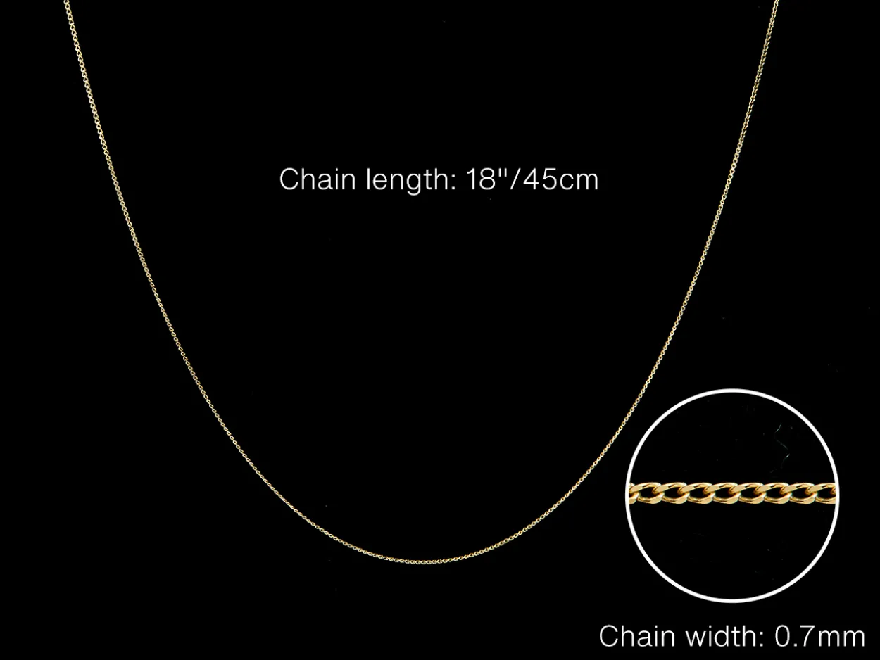 9ct Yellow Gold 0.7mm Diamond Cut Curb Chain 18"/45cm Unhallmarked