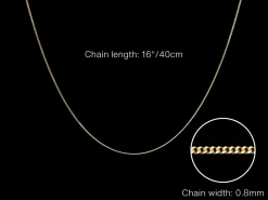 9ct Yellow Gold 0.8mm Diamond Cut Curb Chain 16