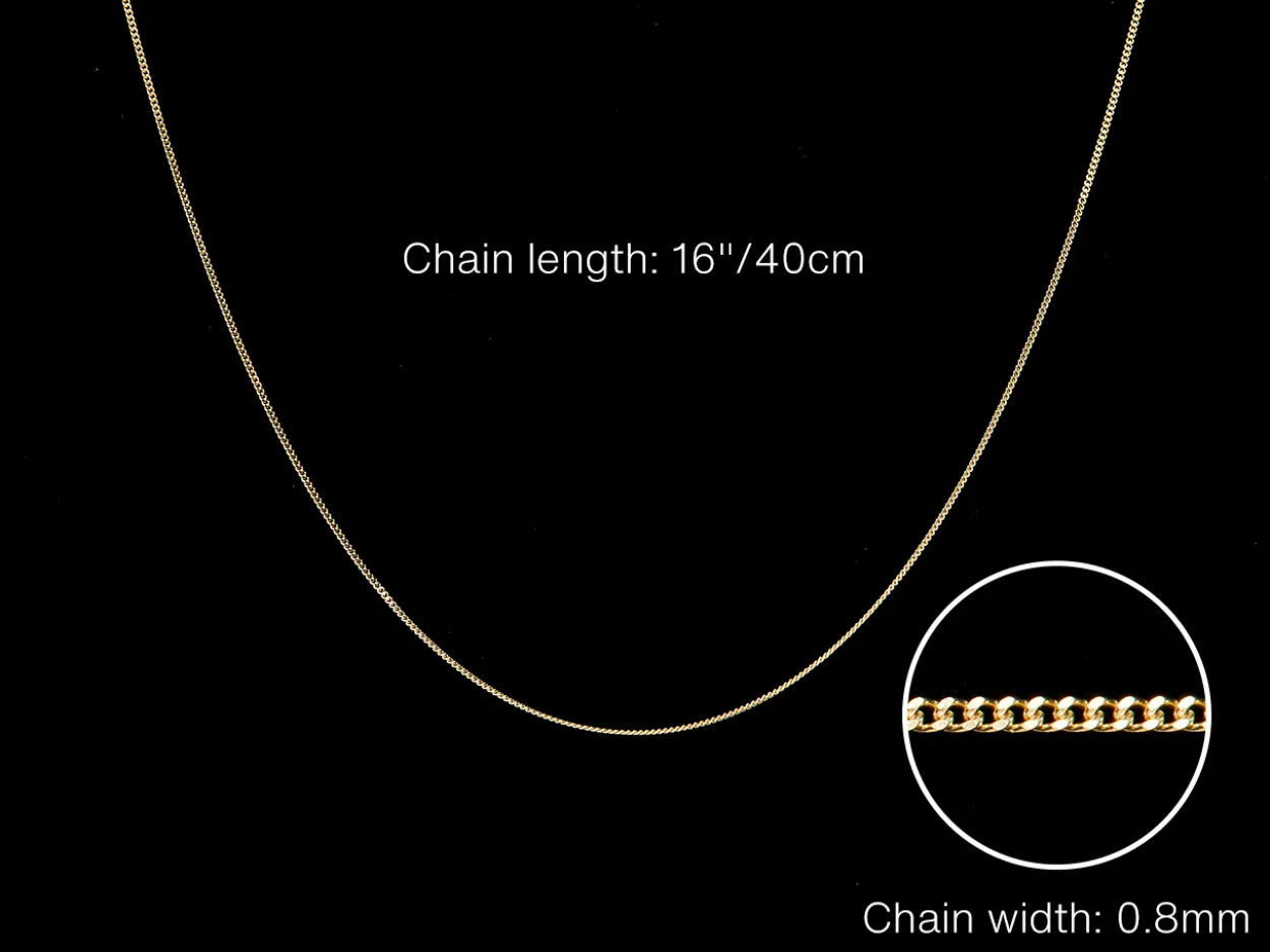 9ct Yellow Gold 0.8mm Diamond Cut Curb Chain 16"/40cm Light Unhallmarked