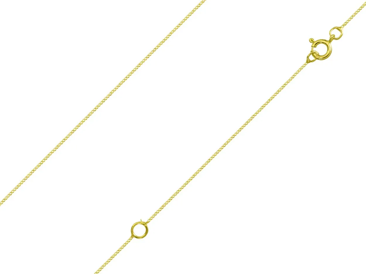 9ct Yellow Gold 0.5mm Diamond Cut Curb Chain With Extender 16-18"/40-45cm Unhallmarked