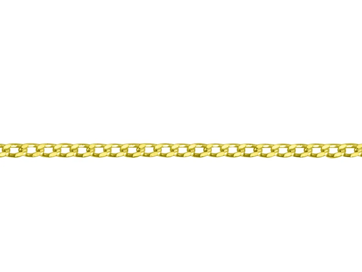 9ct Yellow Gold 0.5mm Diamond Cut Curb Chain With Extender 16-18"/40-45cm Unhallmarked