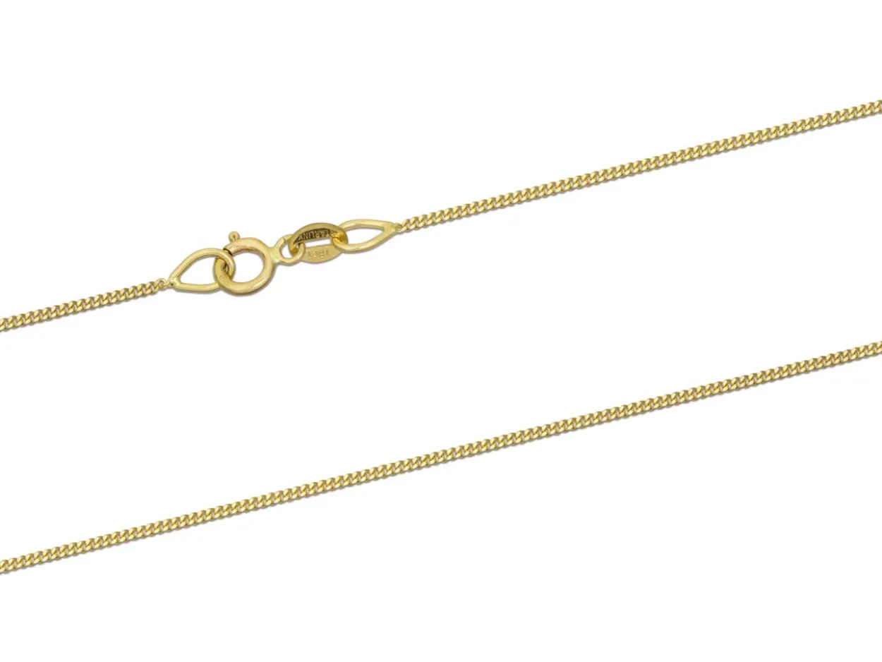 18ct Yellow Gold 0.9mm Diamond Cut Curb Chain 18"/45cm Hallmarked