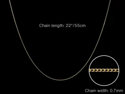 9ct Yellow Gold 0.7mm Diamond Cut Curb Chain 22
