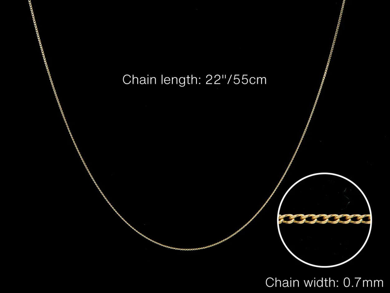 9ct Yellow Gold 0.7mm Diamond Cut Curb Chain 22"/55cm Unhallmarked
