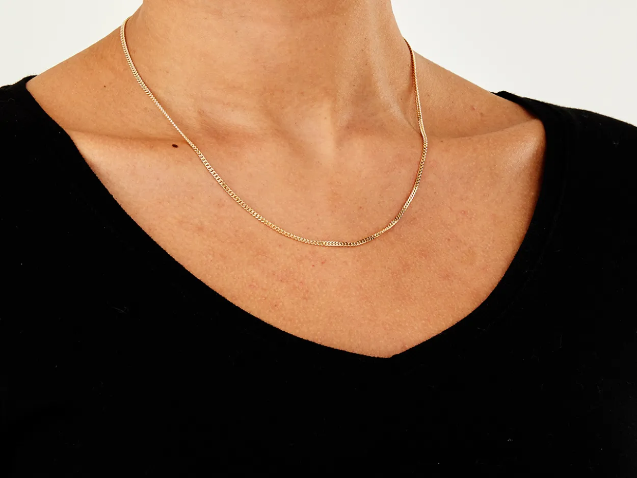 9ct Yellow Gold 1.8mm Diamond Cut Curb Chain 18"/45cm Hallmarked