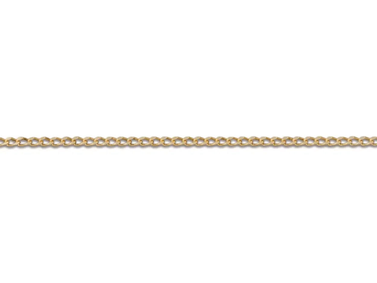 18ct Yellow Gold 0.6mm Diamond Cut Curb Chain 18"/45cm Unhallmarked