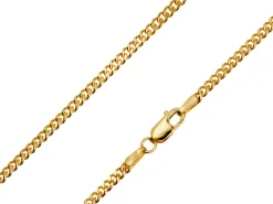 9ct Yellow Gold 2.1mm Diamond Cut Curb Chain 24"/60cm Hallmarked