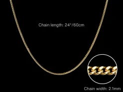 9ct Yellow Gold 2.1mm Diamond Cut Curb Chain 24