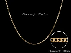 9ct Yellow Gold 1.8mm Diamond Cut Curb Chain 16