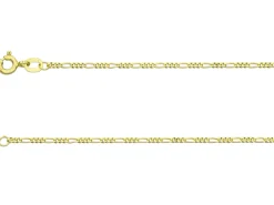 9ct Yellow Gold 1.3mm Diamond Cut Figaro Chain 16"/40cm Hallmarked