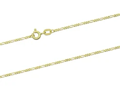9ct Yellow Gold 1.3mm Diamond Cut Figaro Chain 16"/40cm Hallmarked