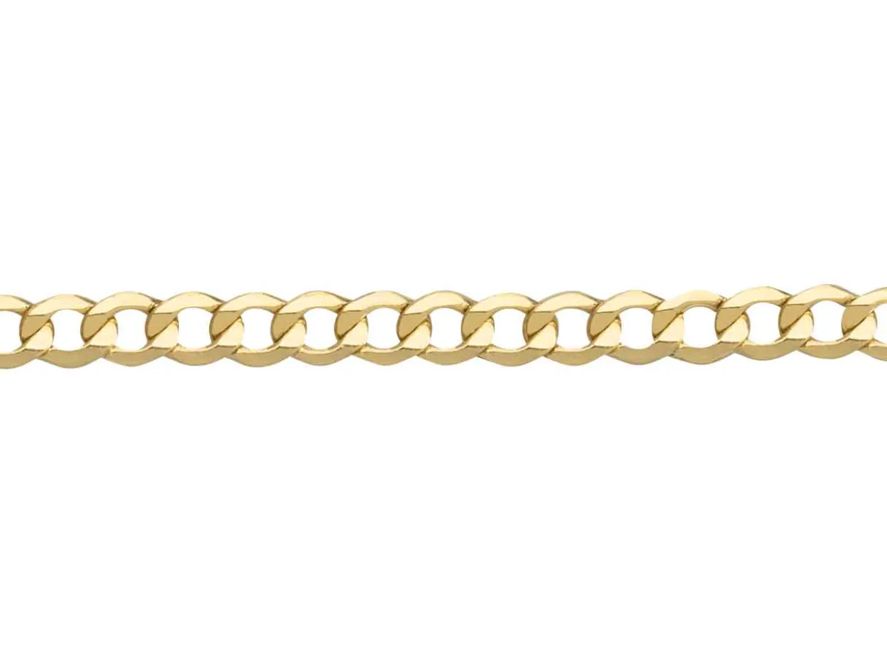 9ct Yellow Gold 3.3mm Diamond Cut Hollow Curb Chain 20"/50cm Hallmarked