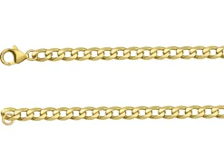 9ct Yellow Gold 5.5mm Diamond Cut Metric Curb Chain 18"/45cm Hallmarked