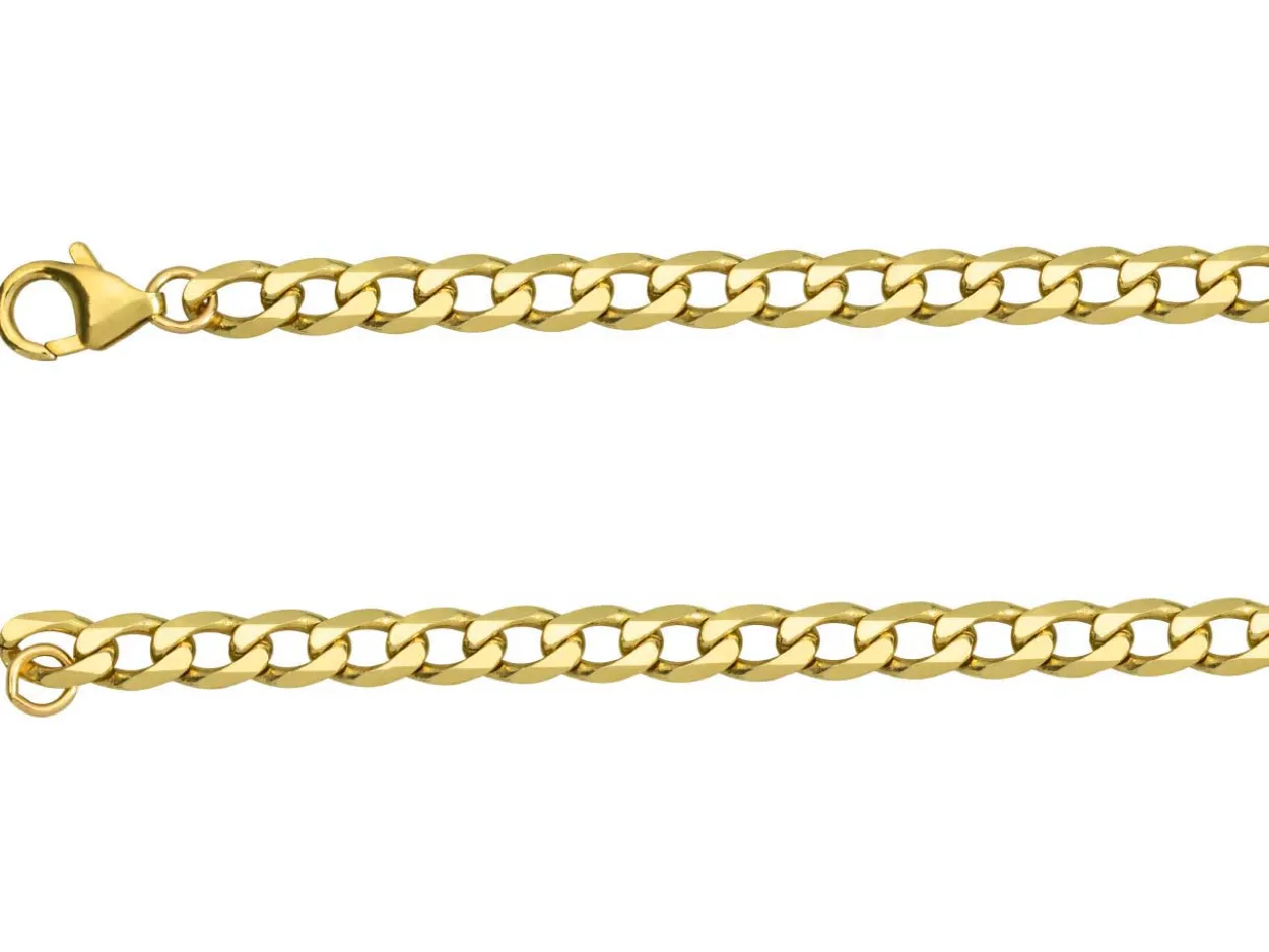 9ct Yellow Gold 5.5mm Diamond Cut Metric Curb Chain 16"/40cm Hallmarked