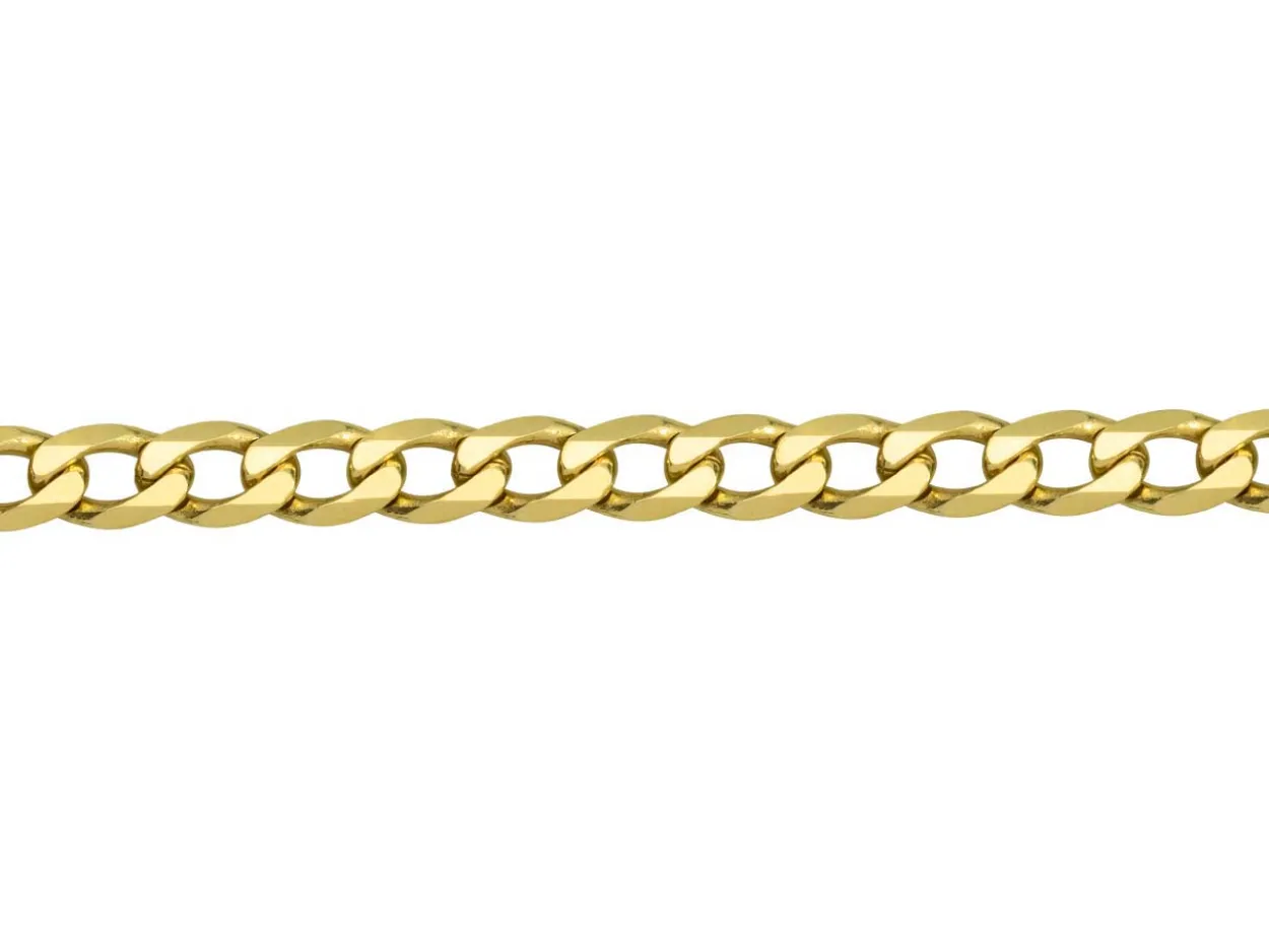 9ct Yellow Gold 5.5mm Diamond Cut Metric Curb Chain 16"/40cm Hallmarked