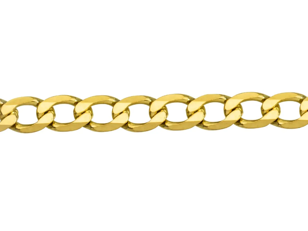 9ct Yellow Gold 4.8mm Diamond Cut Metric Curb Chain 18"/45cm Hallmarked