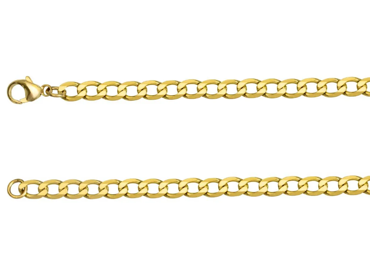 9ct Yellow Gold 4.8mm Diamond Cut Metric Curb Chain 16"/40cm Hallmarked