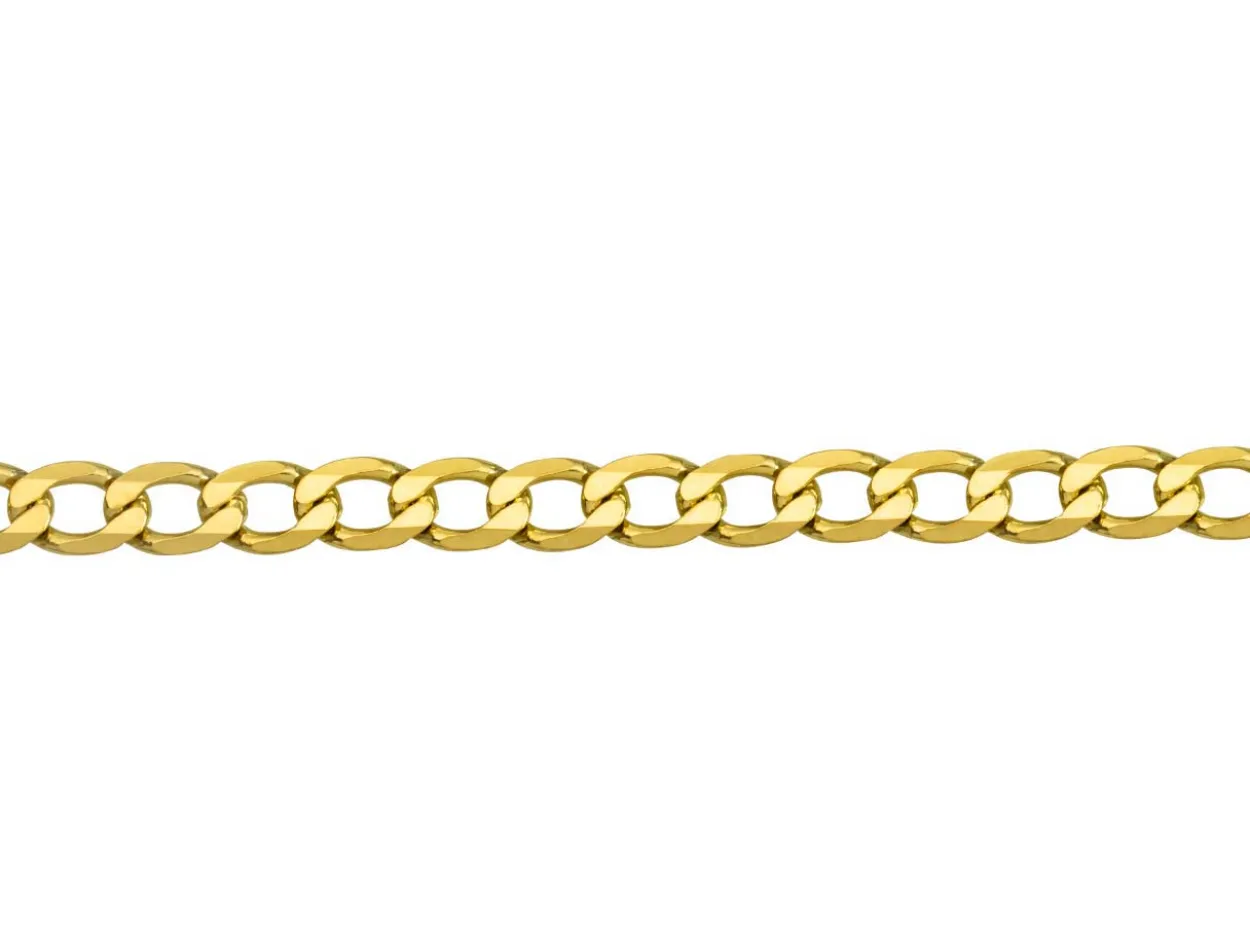 9ct Yellow Gold 4.8mm Diamond Cut Metric Curb Chain 16"/40cm Hallmarked