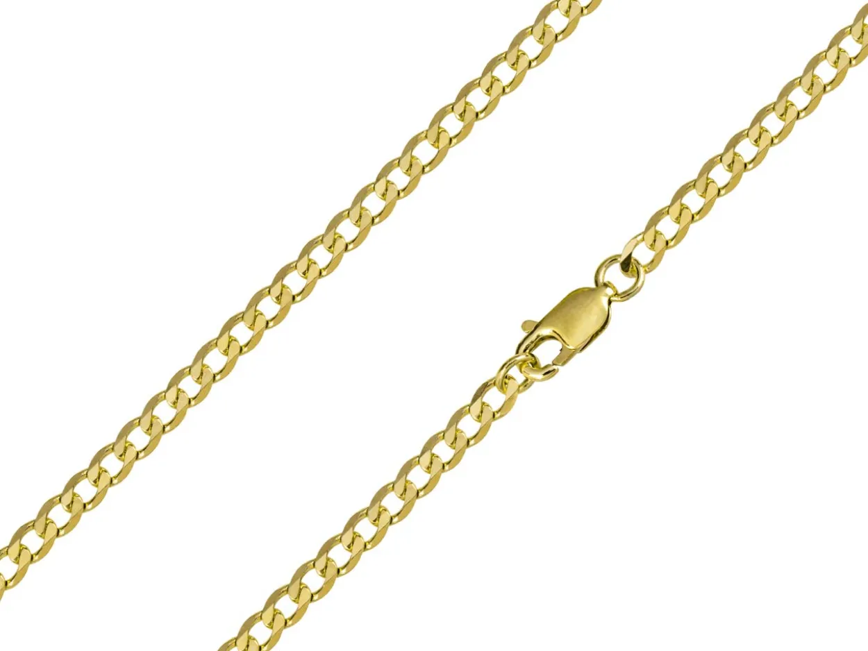 9ct Yellow Gold 3.0mm Diamond Cut Metric Curb Chain 18"/45cm Hallmarked