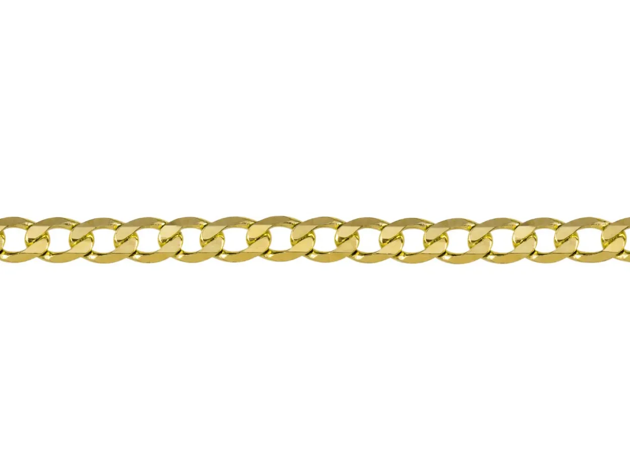 9ct Yellow Gold 3.0mm Diamond Cut Metric Curb Chain 18"/45cm Hallmarked