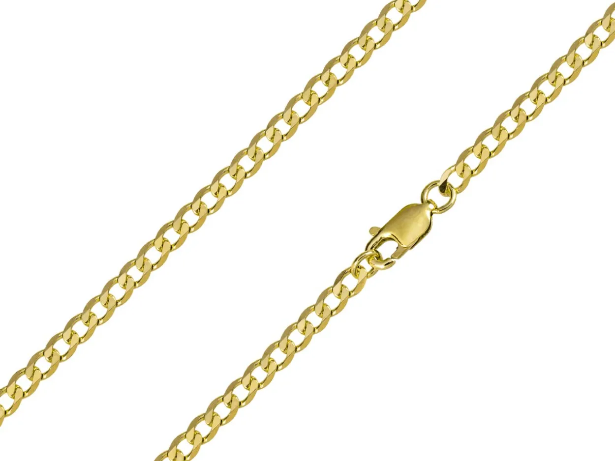 9ct Yellow Gold 3.0mm Diamond Cut Metric Curb Chain 16"/40cm Hallmarked