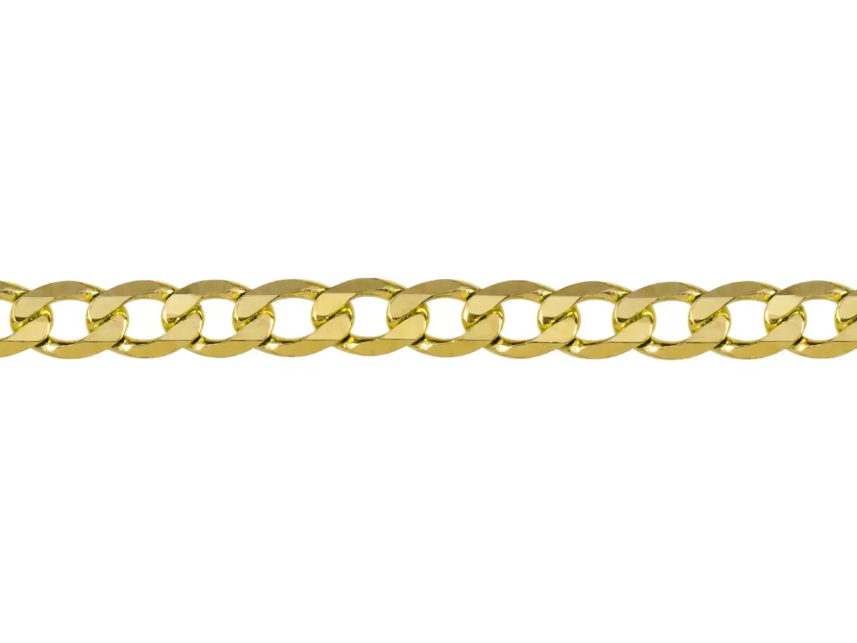 9ct Yellow Gold 3.0mm Diamond Cut Metric Curb Chain 16"/40cm Hallmarked