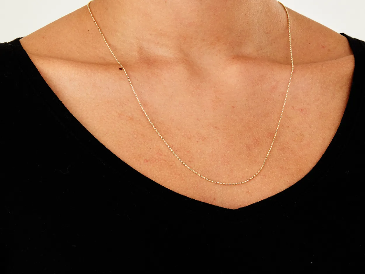 9ct Yellow Gold 1.0mm Diamond Cut Oval Belcher Chain 22"/55cm Hallmarked