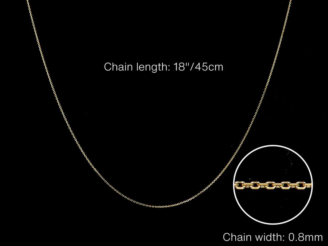 9ct Yellow Gold 0.8mm Diamond Cut Oval Belcher Chain 18"/45cm Unhallmarked