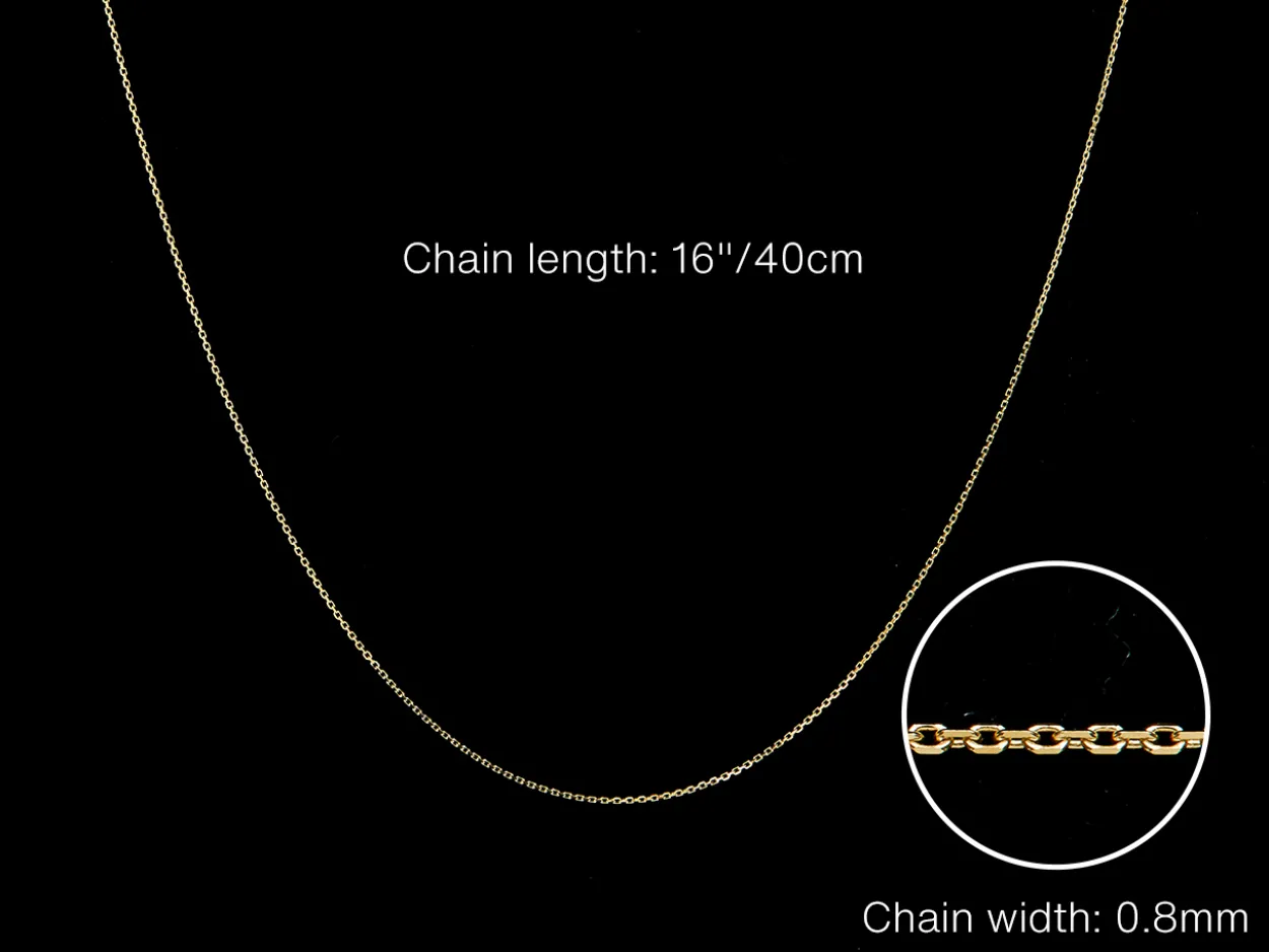 9ct Yellow Gold 0.8mm Diamond Cut Oval Belcher Chain 16"/40cm Unhallmarked